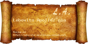 Lebovits Apollónia névjegykártya